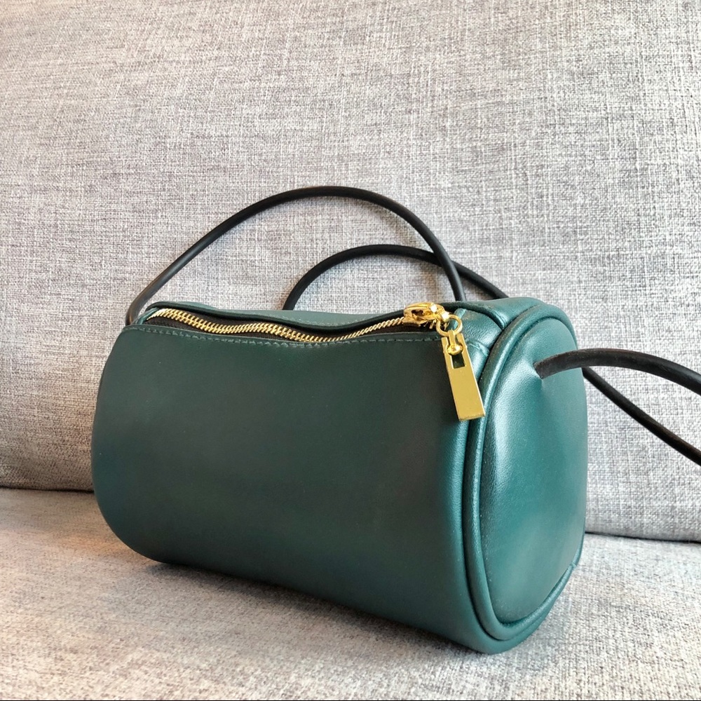 Dark Green Leather Cross Body Bag